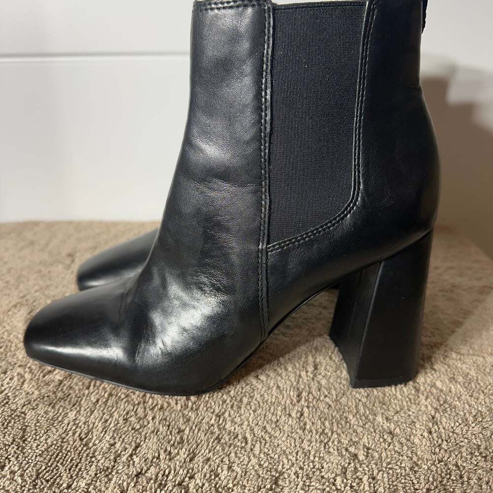 Sam Edelman Womens Black Leather Chiara Block Heel Booties